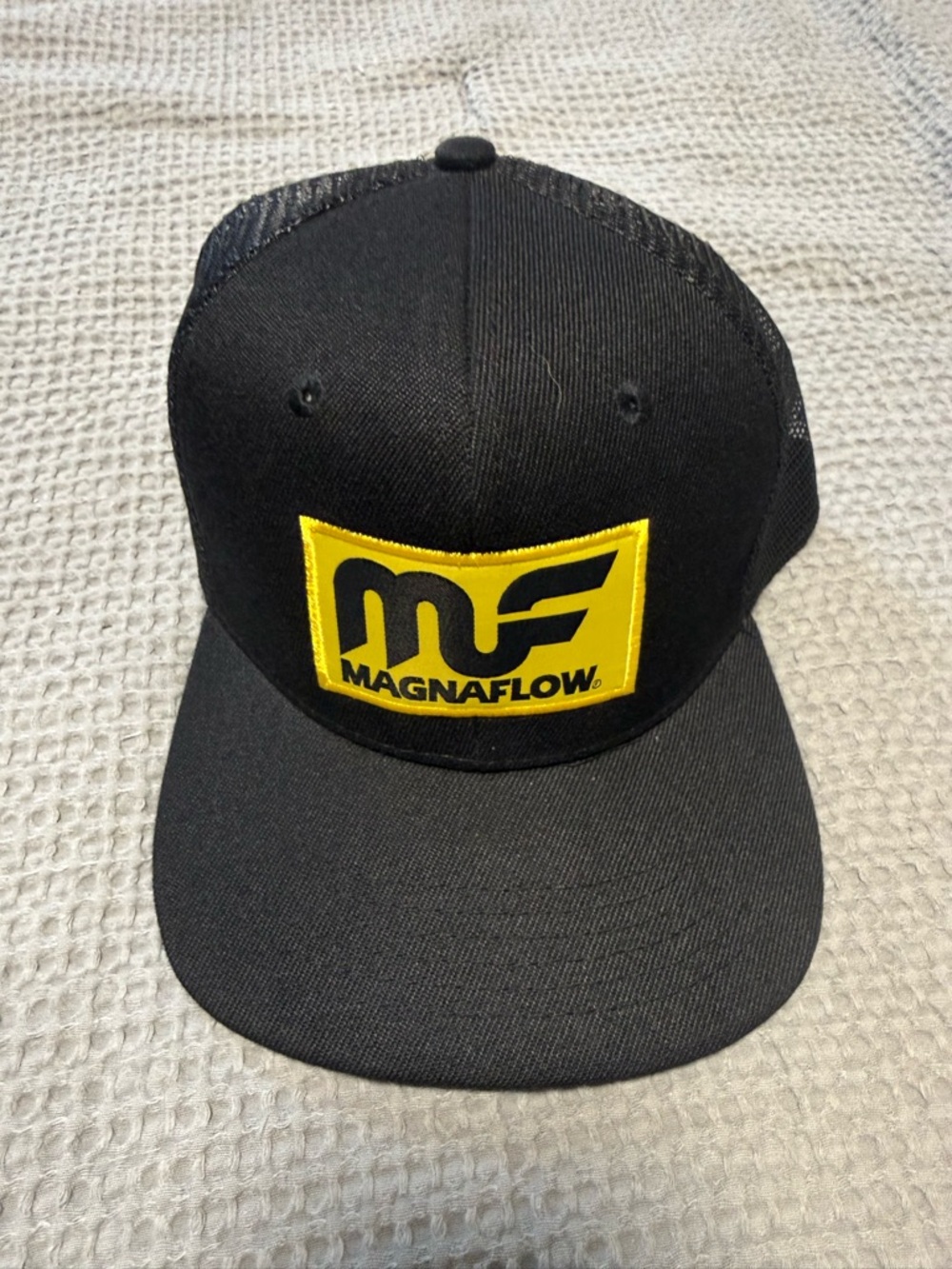 MagnaFlow Black Snapback Hat with Yellow Patch